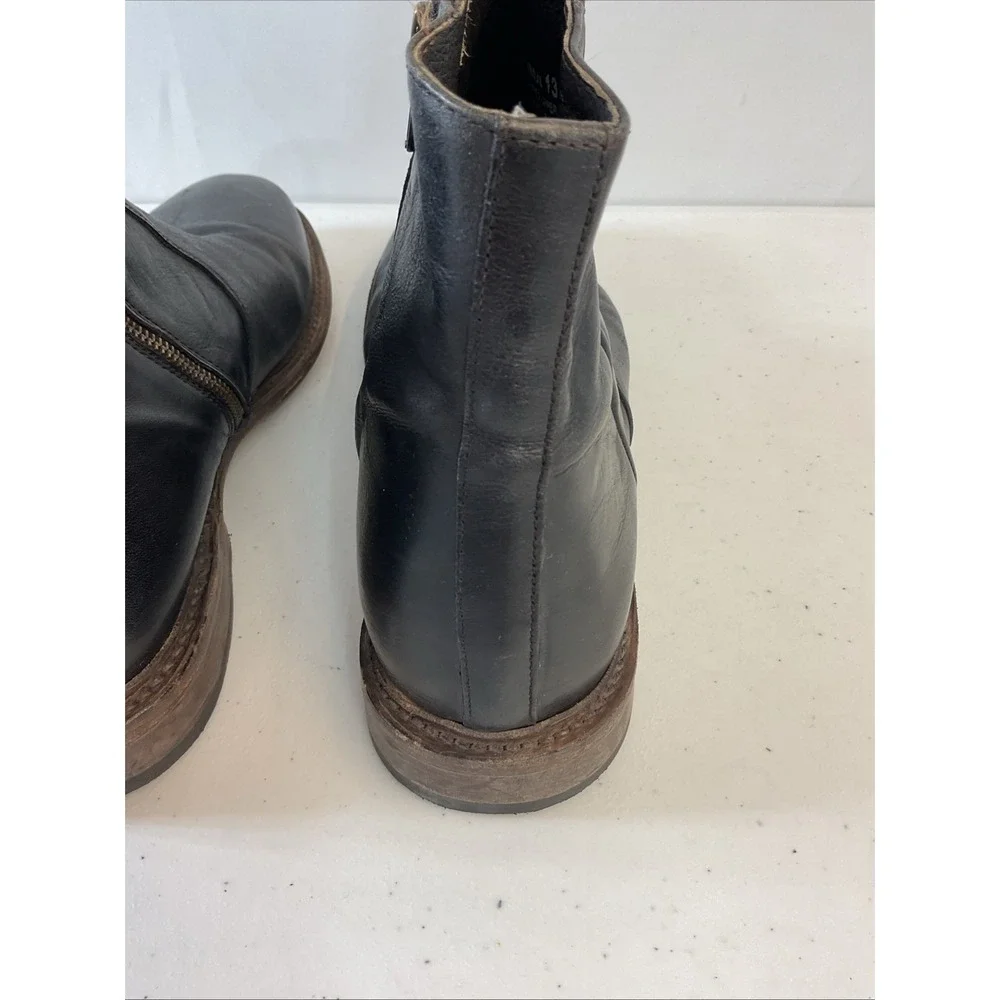 Mens Freebird by Steven Douglas‎ Boot Size 13 Leather black Zip Grunge Biker
